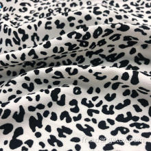 Tissu pour dames 100% polyester extensible recyclé à imprimé léopard
